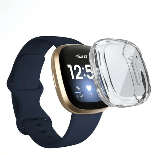 All-round Case for Fitbit Sense/Versa 3 Protective Electroplating TPU Watch Cover  - Transparent - 1