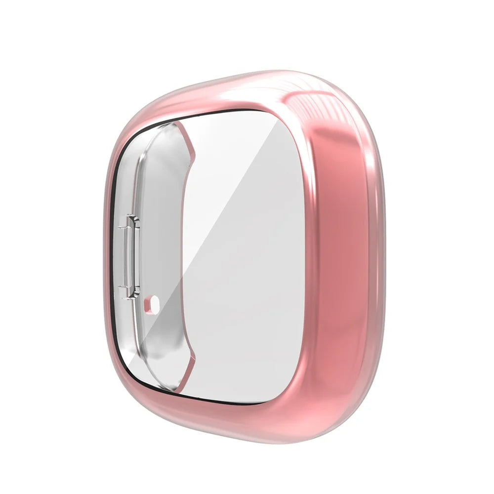 HAT PRINCE All-round Electroplating TPU Protective Watch Cover for Fitbit Versa 3 / Fitbit Sense - Pink - 5