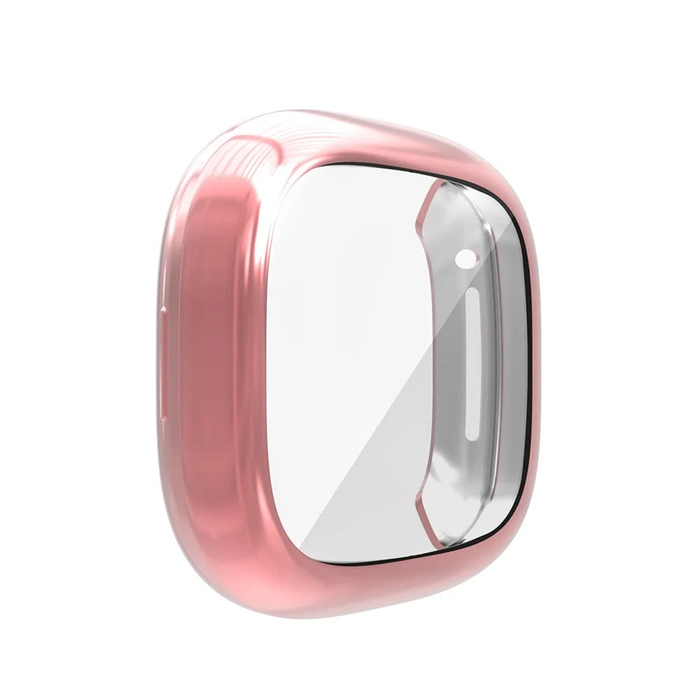 HAT PRINCE All-round Electroplating TPU Protective Watch Cover for Fitbit Versa 3 / Fitbit Sense - Pink - 6