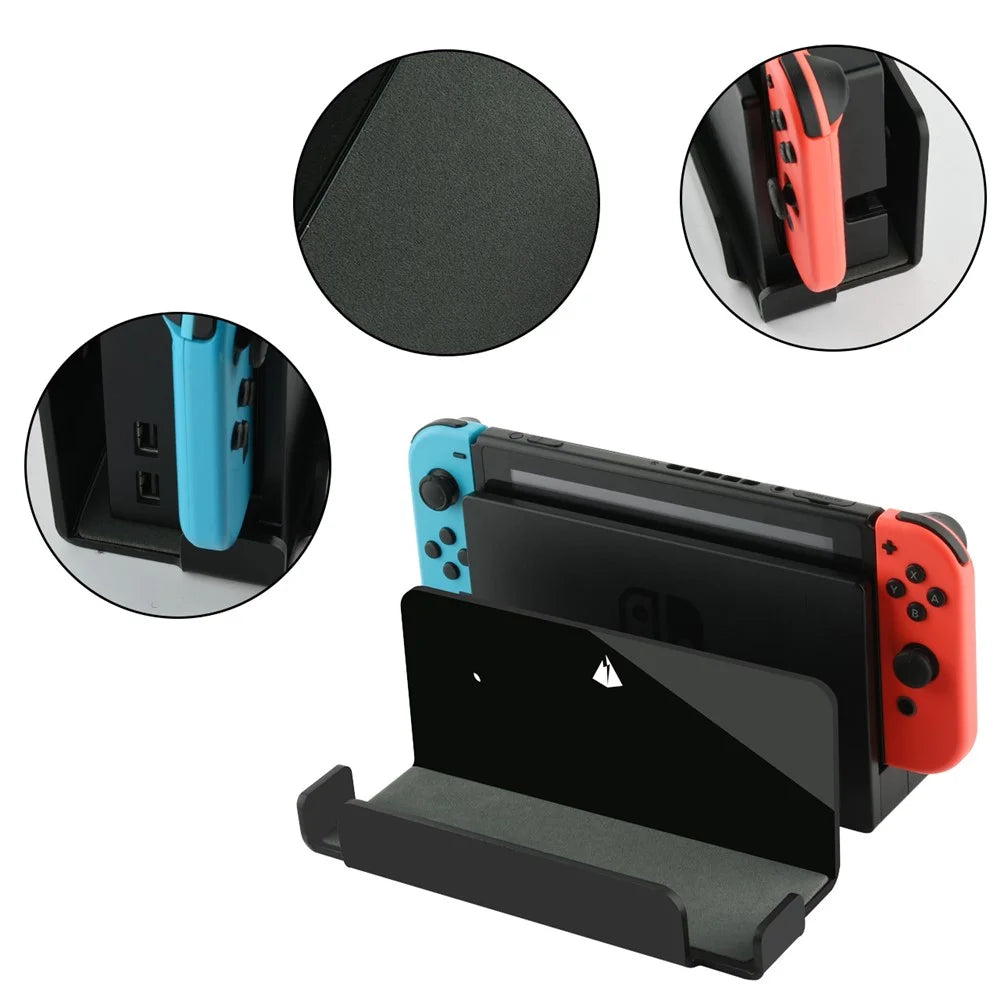 Floating Wall Shelf Wall Mount Acrylic Holder for Nintendo Switch Dock - Black - 1