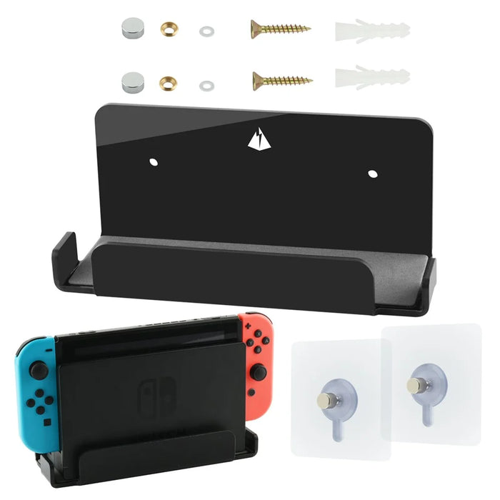 Floating Wall Shelf Wall Mount Acrylic Holder for Nintendo Switch Dock - Black - 2