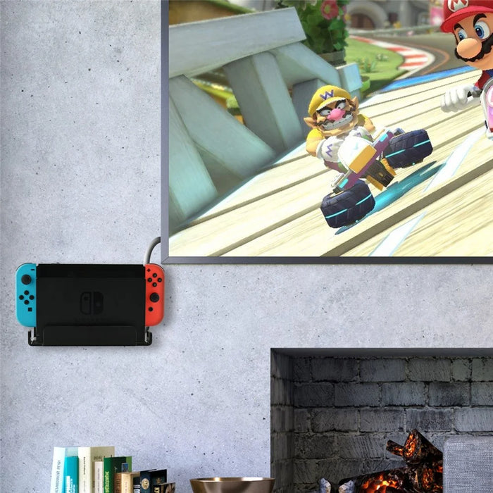 Floating Wall Shelf Wall Mount Acrylic Holder for Nintendo Switch Dock - Black - 3
