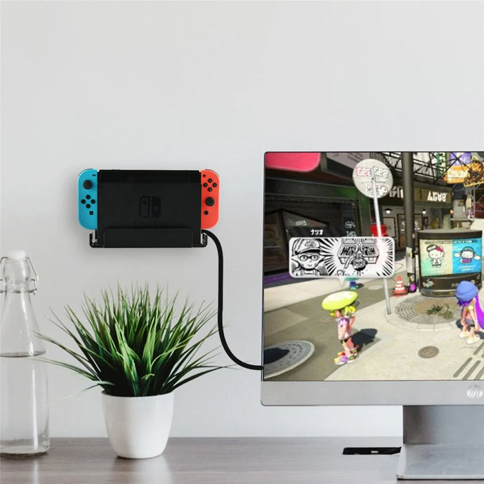 Floating Wall Shelf Wall Mount Acrylic Holder for Nintendo Switch Dock - Black - 5