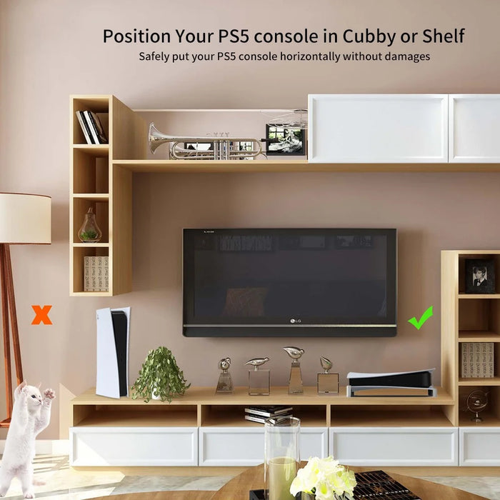 JYS JYS-P5143 Horizontal Stand for PS5 Console Digital / Disc Version Bracket - White - 7