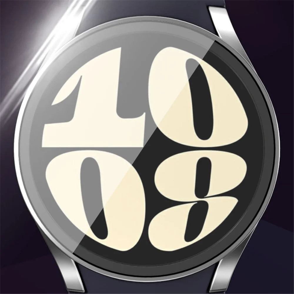 For Samsung Galaxy Watch7 40mm Watch Case PC Frame with Tempered Glass Screen Film - Black - 2