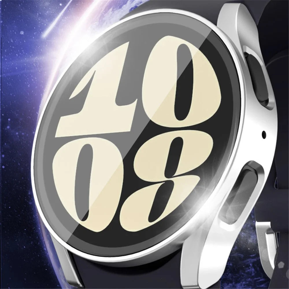 For Samsung Galaxy Watch7 40mm Watch Case PC Frame with Tempered Glass Screen Film - Black - 3