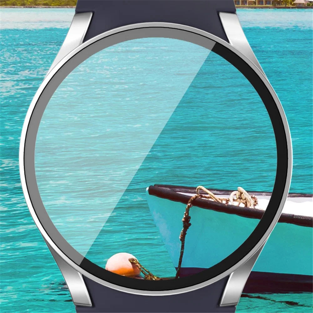 For Samsung Galaxy Watch7 40mm Watch Case PC Frame with Tempered Glass Screen Film - Black - 4