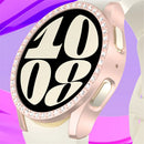 For Samsung Galaxy Watch7 40mm Watch Case Rhinestone Decor Hard PC Protective Frame - Pink - 5