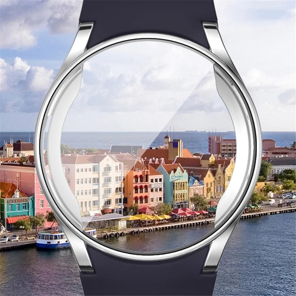 For Samsung Galaxy Watch7 40mm Soft TPU Watch Case Built-In Screen Cover - Silver - 4