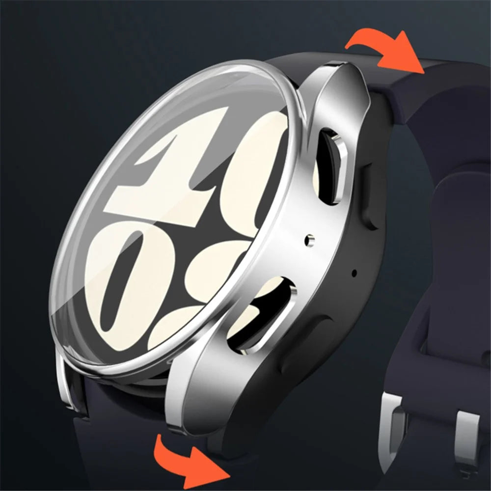 For Samsung Galaxy Watch7 40mm Soft TPU Watch Case Built-In Screen Cover - Silver - 6