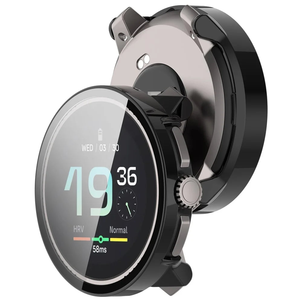 For Suunto Race All-Around Watch Case Hard PC Cover with Tempered Glass Screen Film - Black - 5