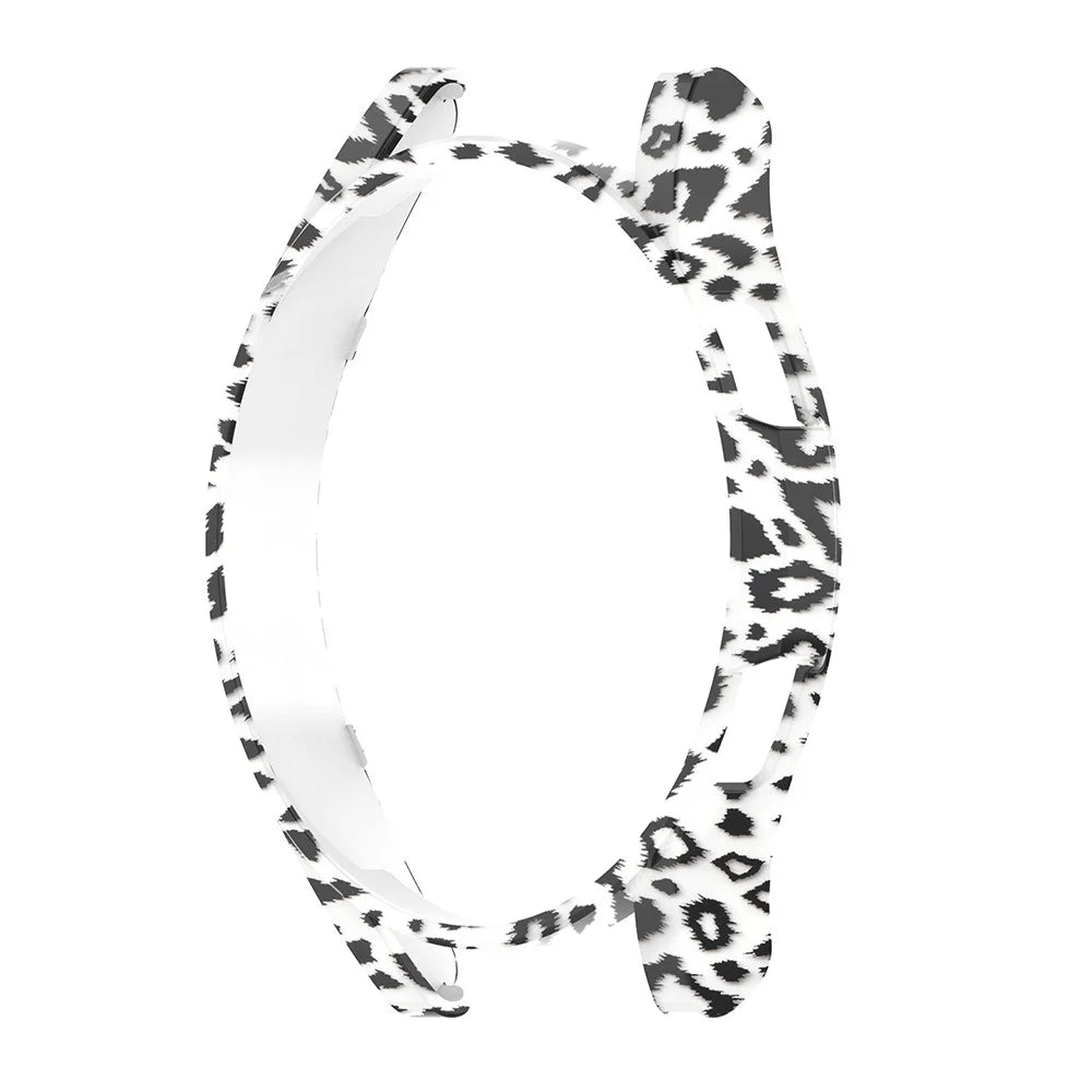 For Samsung Galaxy Watch FE 40mm SM-R861 Watch Case Hollow Hard PC Watch Cover - White Fur Leopard - 1