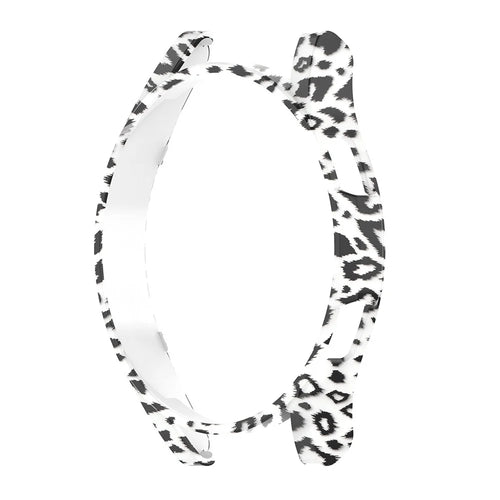For Samsung Galaxy Watch FE 40mm SM-R861 Watch Case Hollow Hard PC Watch Cover - White Fur Leopard - 1