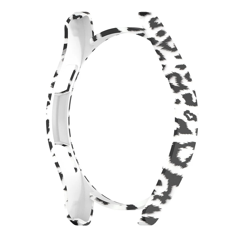 For Samsung Galaxy Watch FE 40mm SM-R861 Watch Case Hollow Hard PC Watch Cover - White Fur Leopard - 2