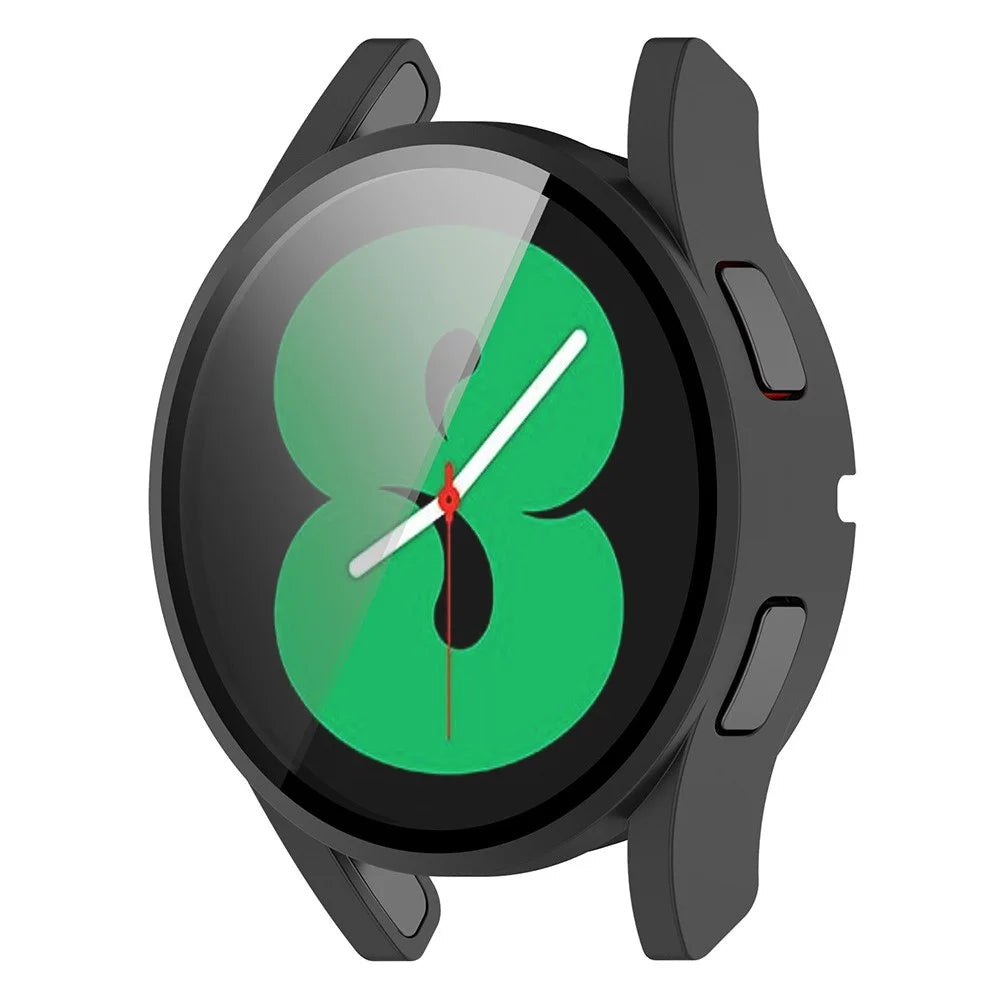 For Samsung Galaxy Watch FE / Watch4 40mm Case PC Watch Cover with Tempered Glass Screen Protector - Black - 3