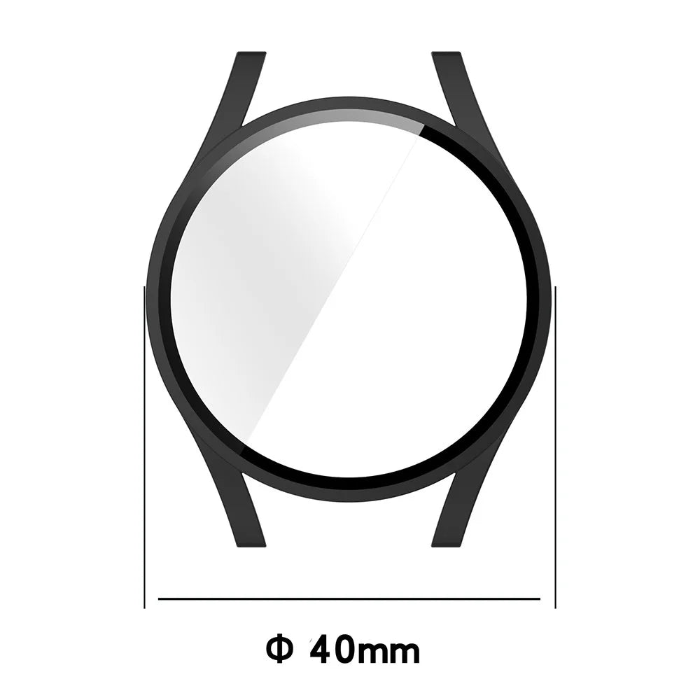 For Samsung Galaxy Watch FE / Watch4 40mm Case PC Watch Cover with Tempered Glass Screen Protector - Black - 6