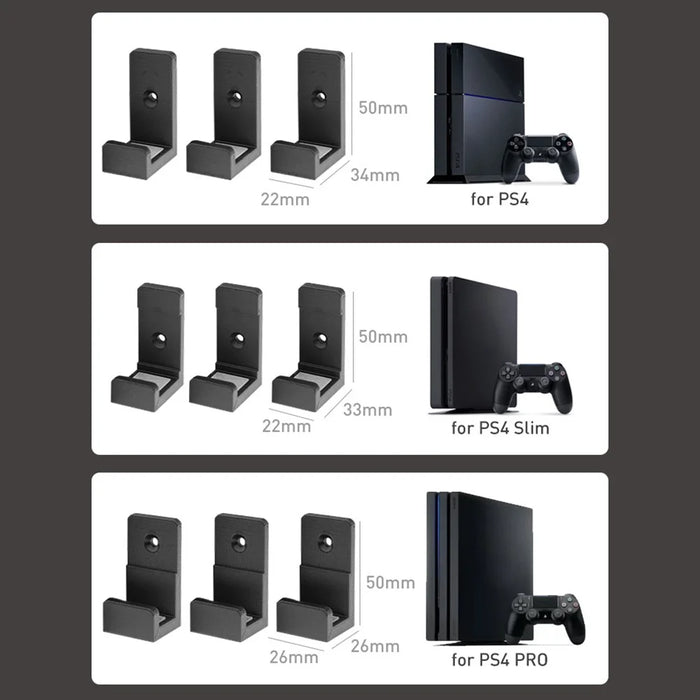 DATA FROG 1 Set for Sony PS4 Slim / Playstation 4 / 4 Pro Game Console Storage Stand Wall Mounted Rack - For Sony Playstation 4 - 6