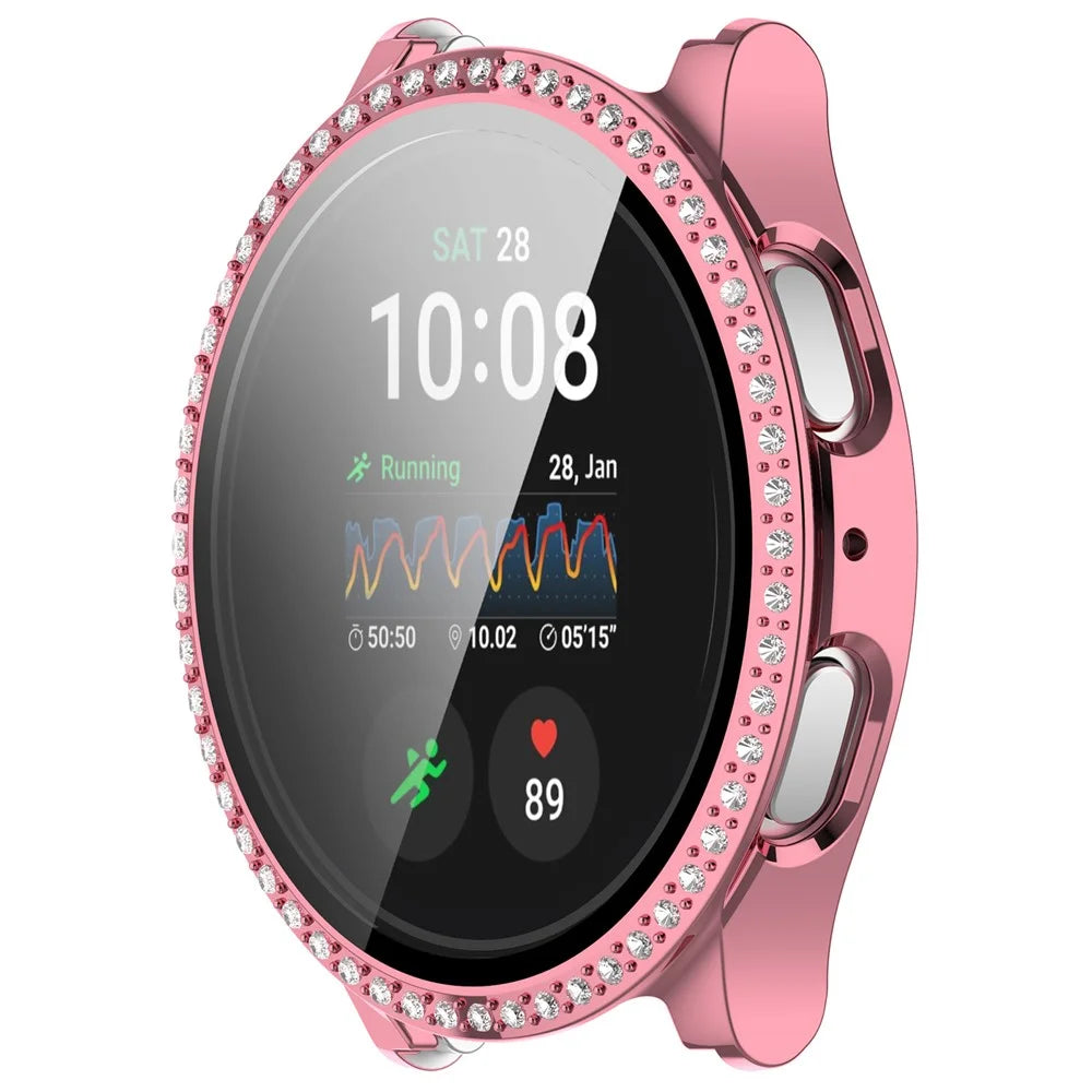 For Samsung Galaxy Watch7 44mm Bling Case Electroplating PC Watch Cover with Built-In Screen Protector - Pink - 2