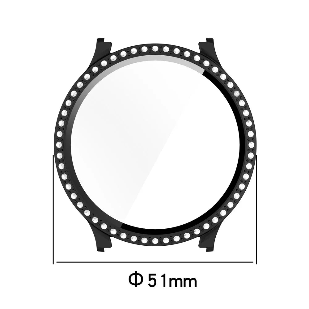 For Samsung Galaxy Watch7 44mm Bling Case Electroplating PC Watch Cover with Built-In Screen Protector - Pink - 7