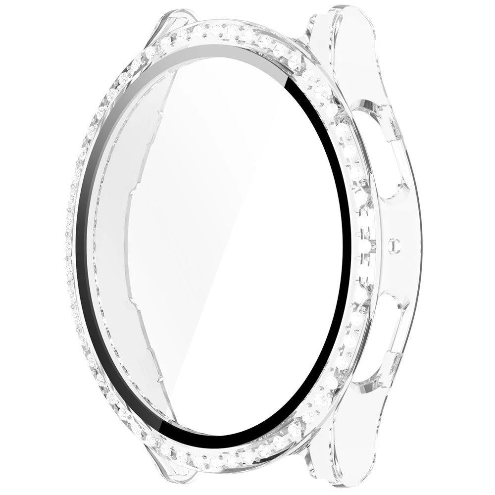For Samsung Galaxy Watch7 44mm Case Hard PC Full Protective Watch Cover with Tempered Glass Film - Transparent - 4