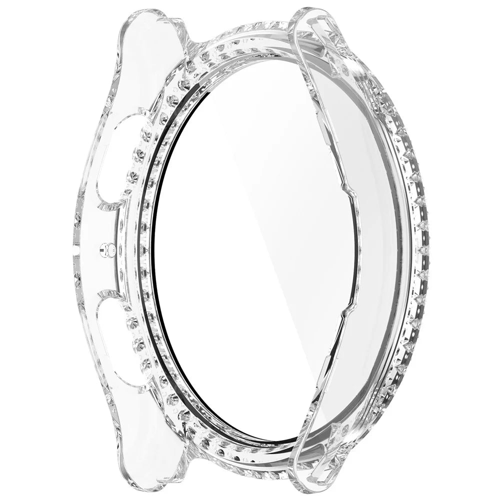 For Samsung Galaxy Watch7 40mm Case Rhinestone Decor Hard PC Watch Cover with Tempered Glass Film - Transparent - 5