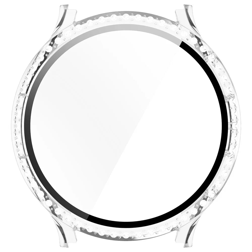 For Samsung Galaxy Watch7 40mm Case Rhinestone Decor Hard PC Watch Cover with Tempered Glass Film - Transparent - 6