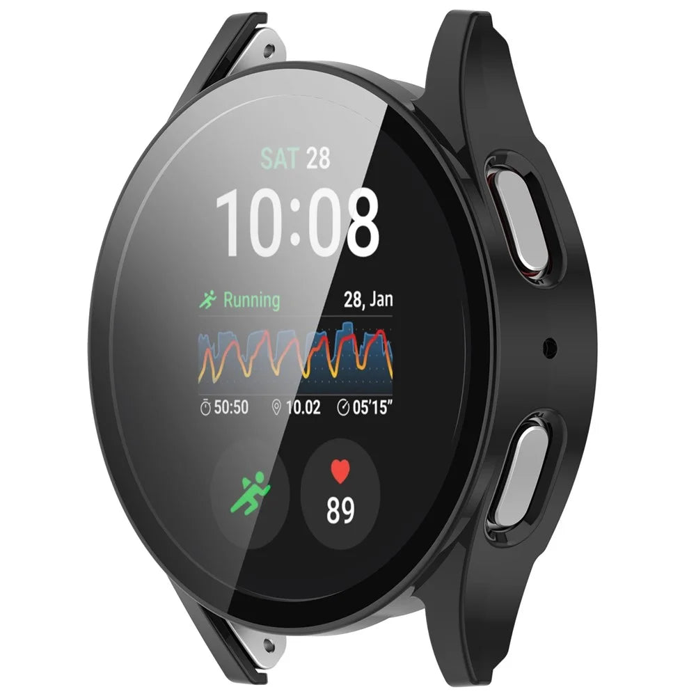 For Samsung Galaxy Watch7 40mm PC Watch Case with Tempered Glass Screen Film - Black - 2