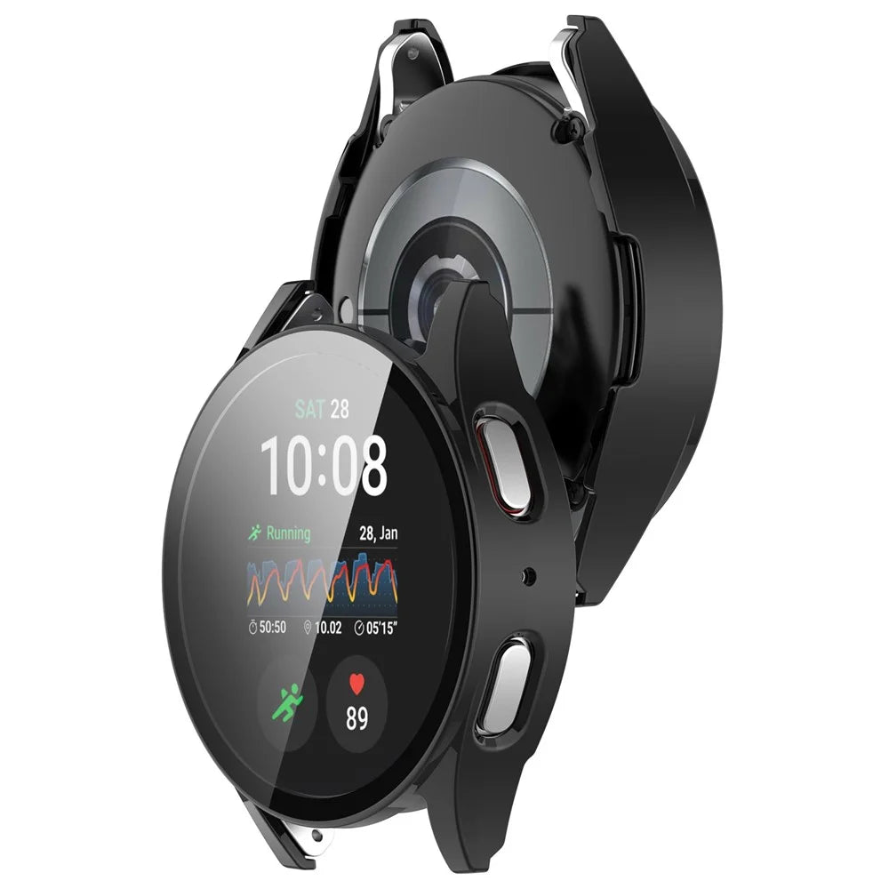 For Samsung Galaxy Watch7 40mm PC Watch Case with Tempered Glass Screen Film - Black - 3