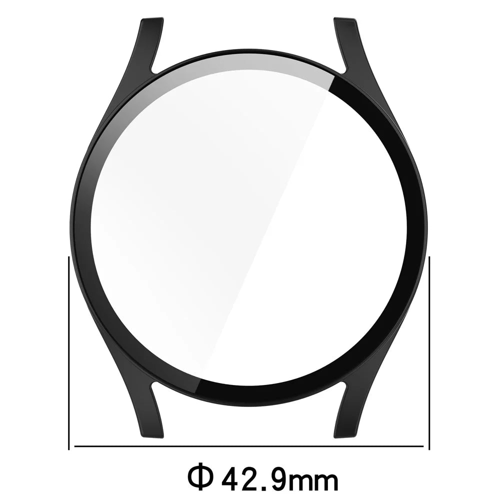 For Samsung Galaxy Watch7 40mm PC Watch Case with Tempered Glass Screen Film - Black - 7