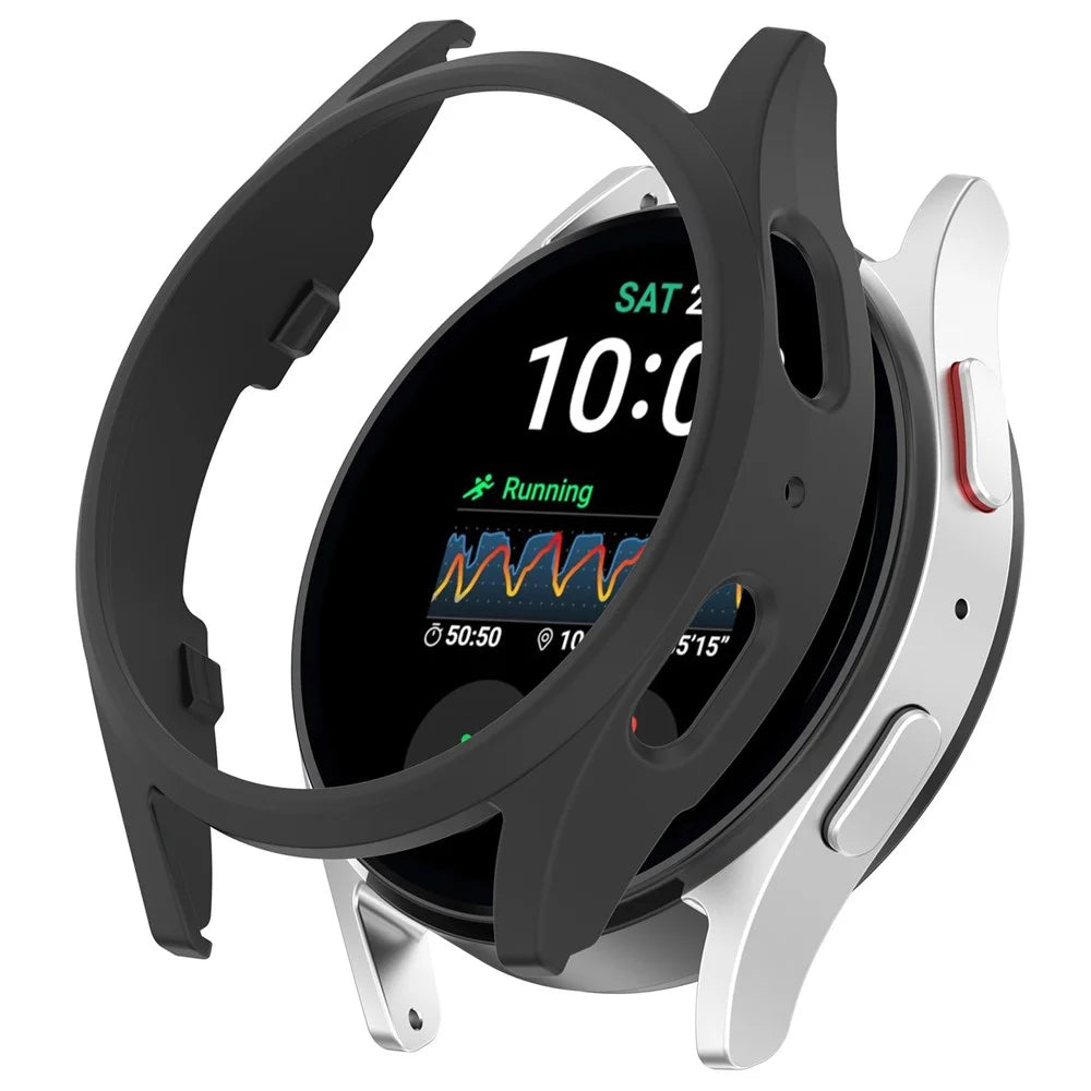For Samsung Galaxy Watch7 40mm PC Watch Case Half Wrap Watch Cover Protector - Champagne Gold - Black - 1