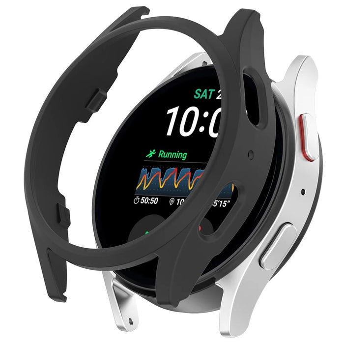 For Samsung Galaxy Watch7 40mm PC Watch Case Half Wrap Watch Cover Protector - Champagne Gold - Black - 1