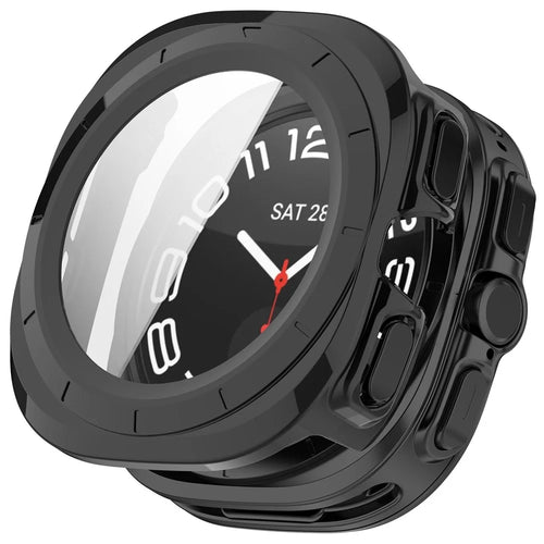 For Samsung Galaxy Watch Ultra (2025) 47mm / Ultra 47mm PC Watch Case Anti-Scratch Cover with Tempered Glass Film - Black - 1