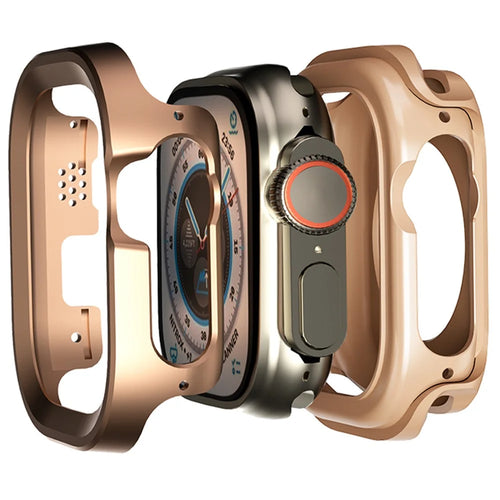 For Apple Watch Ultra 3 / Ultra 2 / Ultra 49mm Protector Aluminum Titanium Alloy+TPU Watch Frame Case - Rose Gold - 1