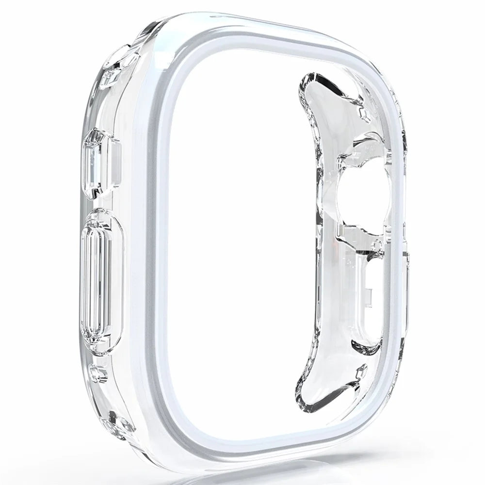 For Apple Watch 7 / 8 / 9 41mm Hollow-Out PC+TPU Protection Cover Watch Frame Case - White - 1