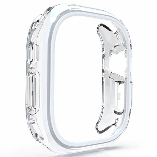 For Apple Watch 7 / 8 / 9 41mm Hollow-Out PC+TPU Protection Cover Watch Frame Case - White - 1