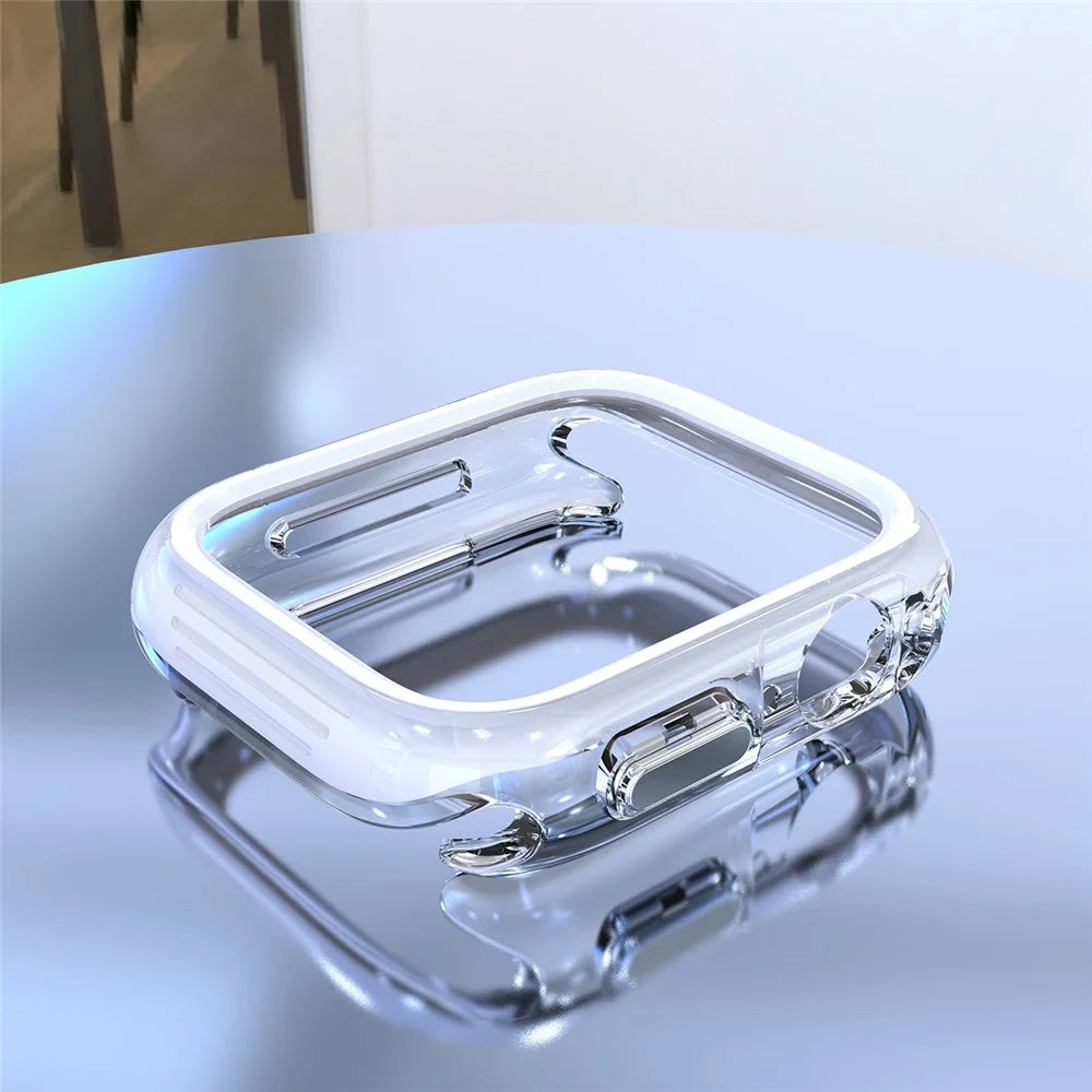 For Apple Watch 7 / 8 / 9 41mm Hollow-Out PC+TPU Protection Cover Watch Frame Case - White - 3