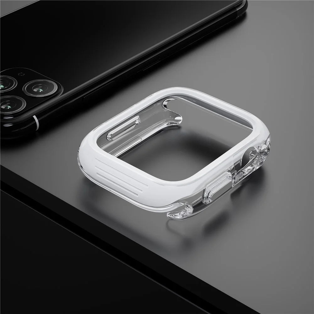 For Apple Watch 7 / 8 / 9 41mm Hollow-Out PC+TPU Protection Cover Watch Frame Case - White - 4