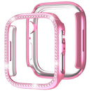 For Apple Watch Series SE3 / SE2 / SE1 /  6 / 5 / 4 44mm Rhinestone Decor Hollow Out Electroplating PC Watch Case - Pink - 2