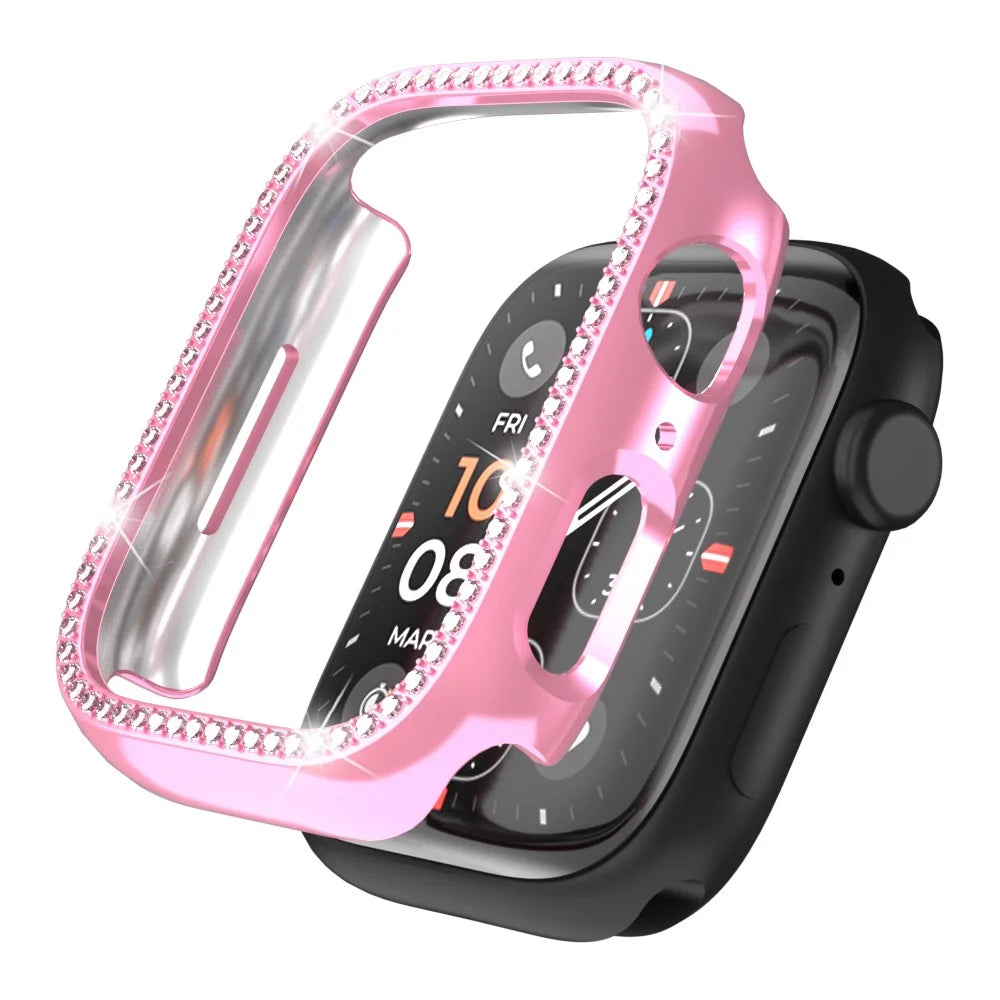 For Apple Watch Ultra 3 / Ultra 2 / Ultra 49mm Rhinestone Decor Hollow Out Electroplating PC Watch Case - Pink - 1