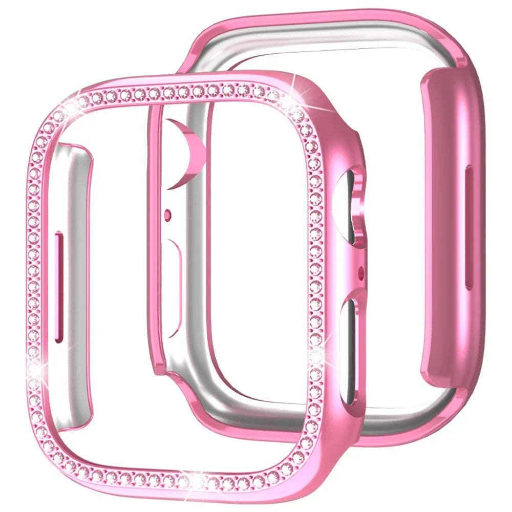 For Apple Watch Ultra 3 / Ultra 2 / Ultra 49mm Rhinestone Decor Hollow Out Electroplating PC Watch Case - Pink - 2