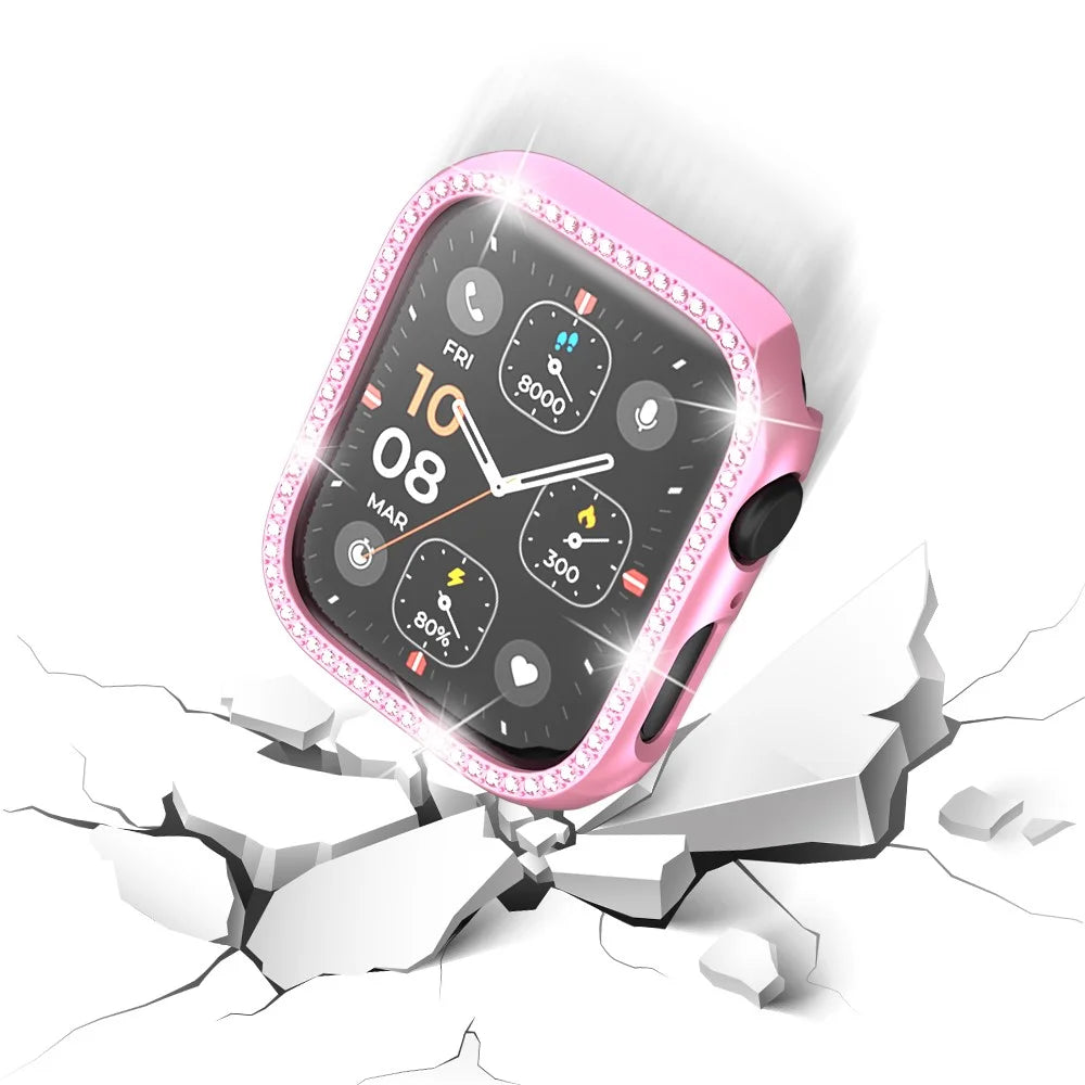 For Apple Watch Ultra 3 / Ultra 2 / Ultra 49mm Rhinestone Decor Hollow Out Electroplating PC Watch Case - Pink - 5