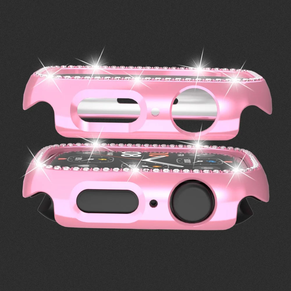 For Apple Watch Series SE3 / SE2 / SE1 /  6 / 5 / 4 40mm Rhinestone Decor Hollow Out Electroplating PC Watch Case - Pink - 6
