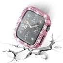 For Apple Watch Series SE3 / SE2 / SE1 /  6 / 5 / 4 44mm Rhinestone Decor Electroplating PC Watch Case with Tempered Glass Film - Pink - 4