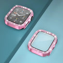 For Apple Watch Series SE3 / SE2 / SE1 /  6 / 5 / 4 44mm Rhinestone Decor Electroplating PC Watch Case with Tempered Glass Film - Pink - 6