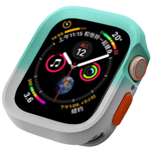For Apple Watch Series SE3 / SE2 / SE1 /  6 / 5 / 4 40mm  /  7  /  8  /  9 41mm Dual Color TPU Watch Case - Fruit Green+Grey - 1