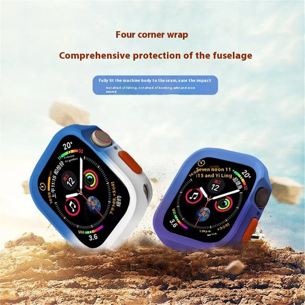 For Apple Watch Series SE3 / SE2 / SE1 /  6 / 5 / 4 40mm  /  7  /  8  /  9 41mm Dual Color TPU Watch Case - Fruit Green+Grey - 3