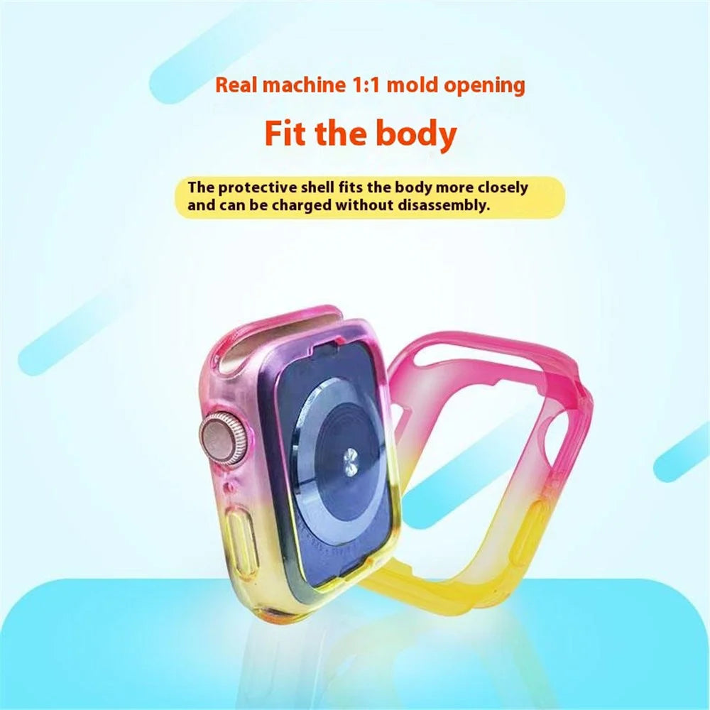 For Apple Watch Series SE3 / SE2 / SE1 /  6 / 5 / 4 40mm  /  7  /  8  /  9 41mm Dual Color Translucent Matte TPU Watch Case - Purple+Blue - 4
