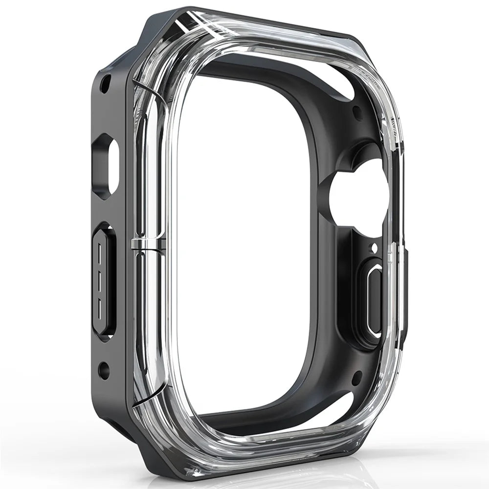 For Apple Watch Series 7 / 8 / 9 41mm Watch Frame Case PC+TPU Smartwatch Edge Protector - Black - 4