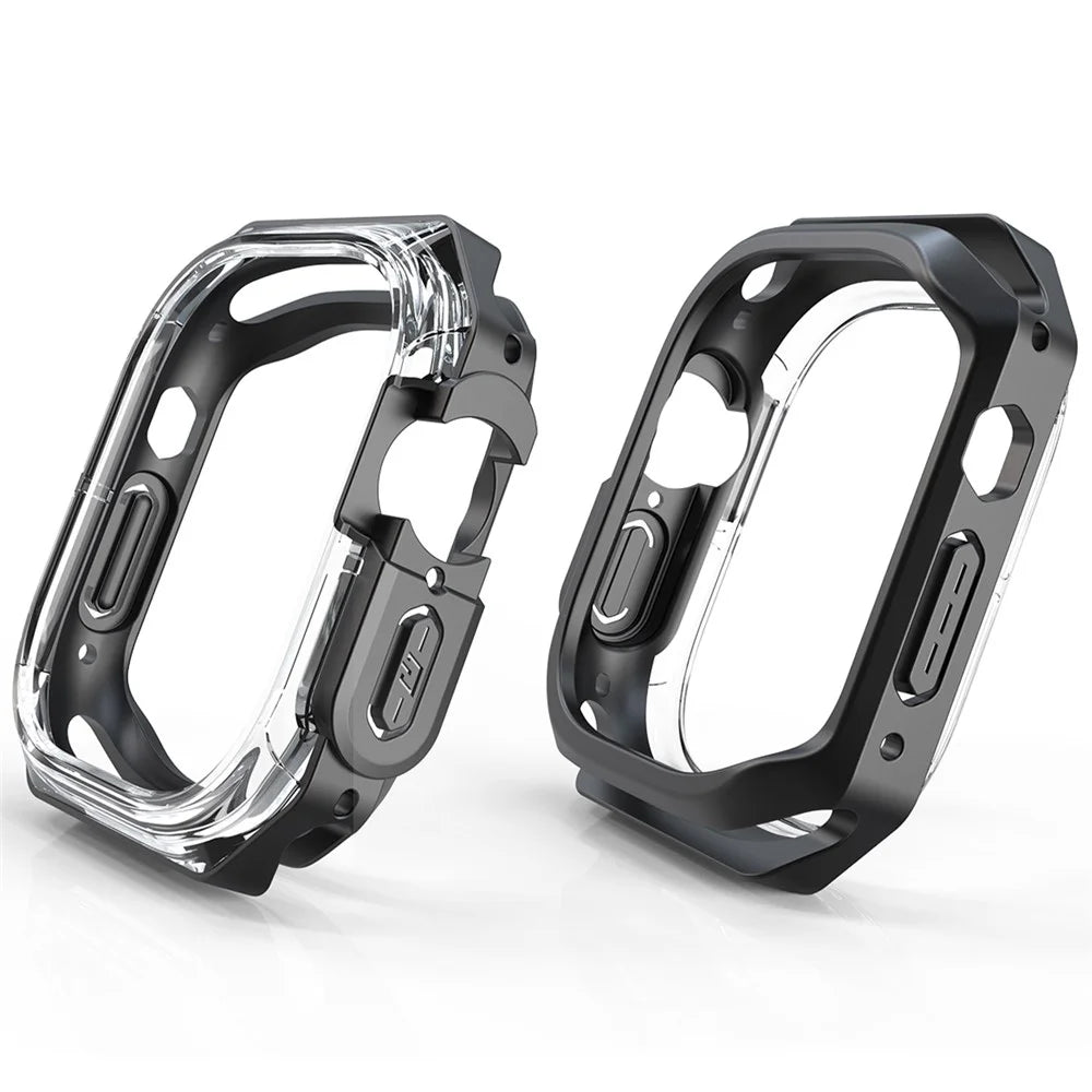 For Apple Watch Ultra 3 / Ultra 2 / Ultra 49mm Watch Frame Case PC+TPU Smartwatch Edge Protector - Black - 3