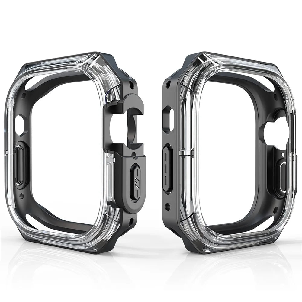 For Apple Watch Ultra 3 / Ultra 2 / Ultra 49mm Watch Frame Case PC+TPU Smartwatch Edge Protector - Black - 5